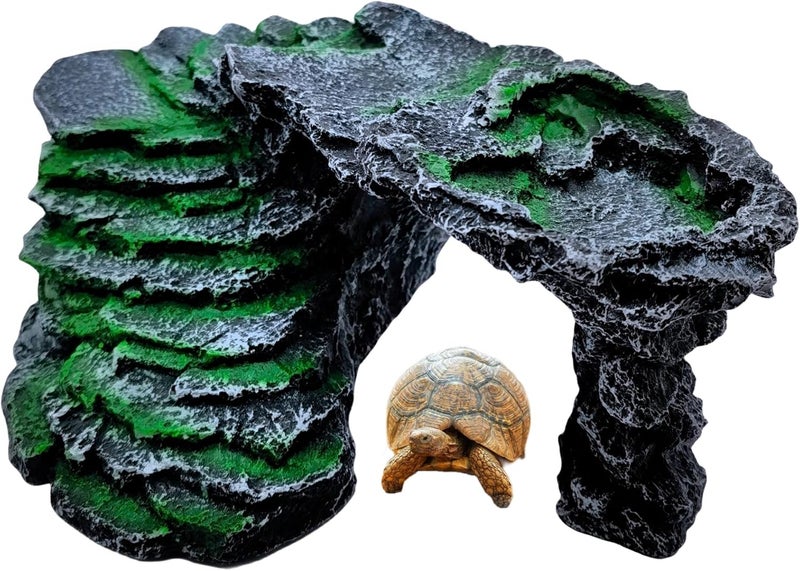 M2cbridge Reptile Hide Resting Step Ledge Cave Hideout Turtle Basking Platform – Great for Reptiles, Amphibians, and Fish (Black Step Ledge) - Image 5